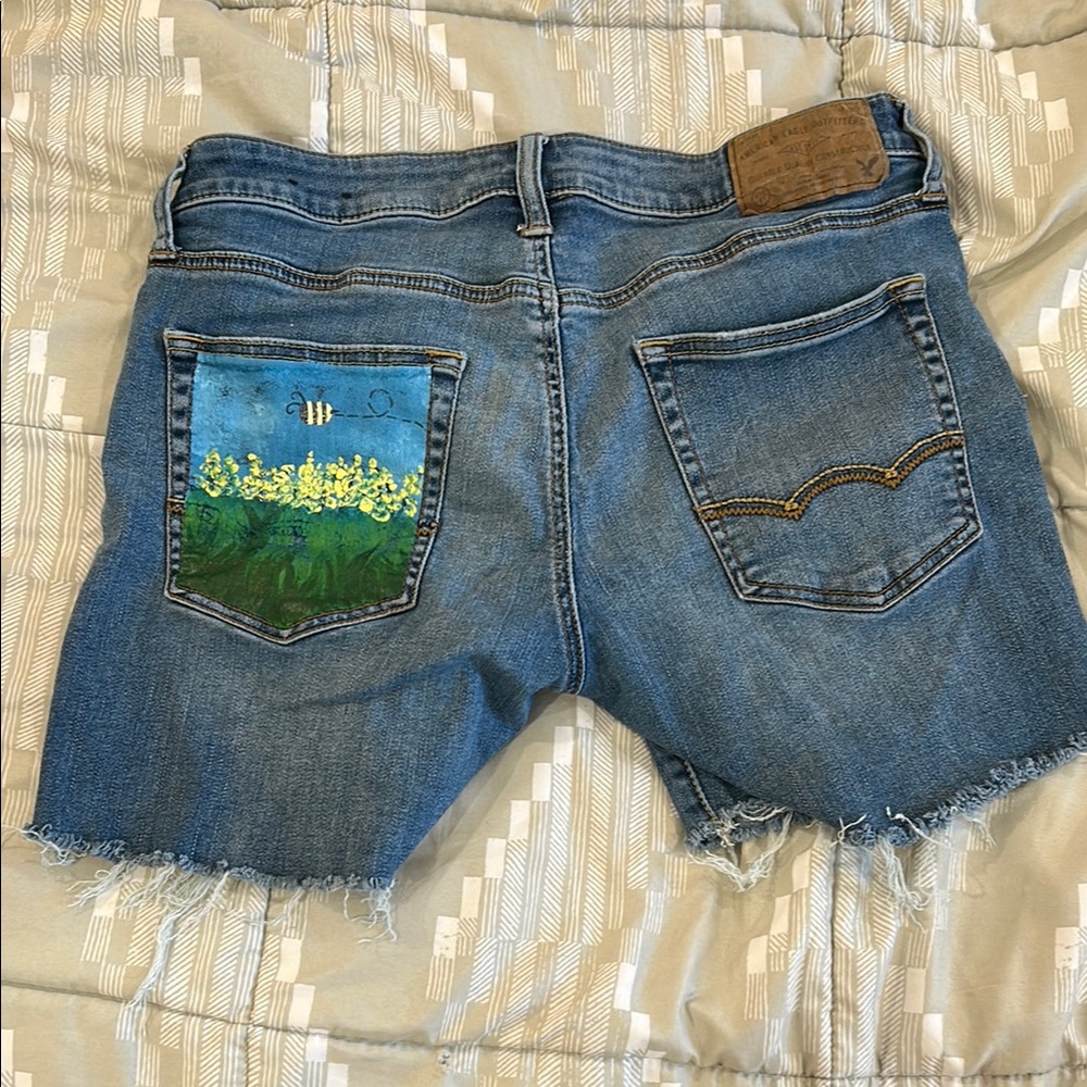 American Eagle Outfitters Blue Jean Shorts Distressed Raw Hem